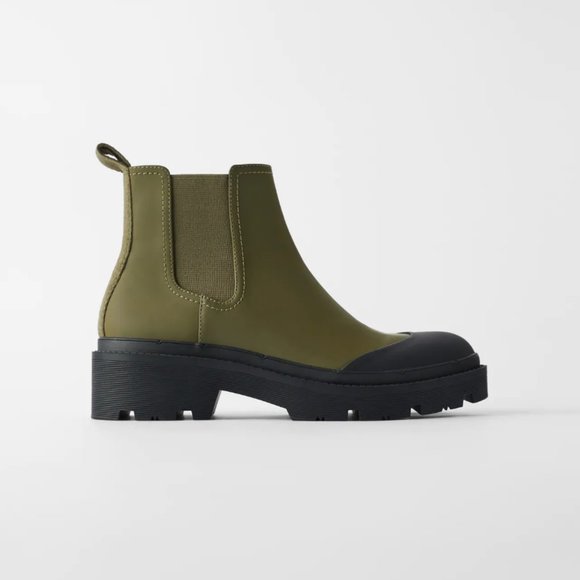 Zara Shoes - NWT Zara 6.5 Green Heeled Technical Ankle Boots